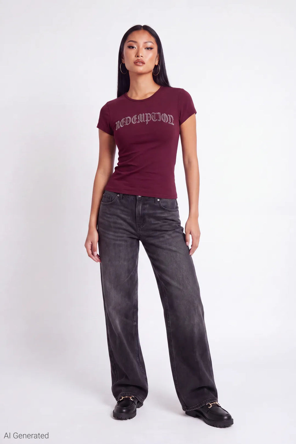 Rhinestone Fitted T-Shirt