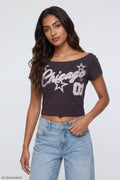 Off Shoulder Graphic T-Shirt