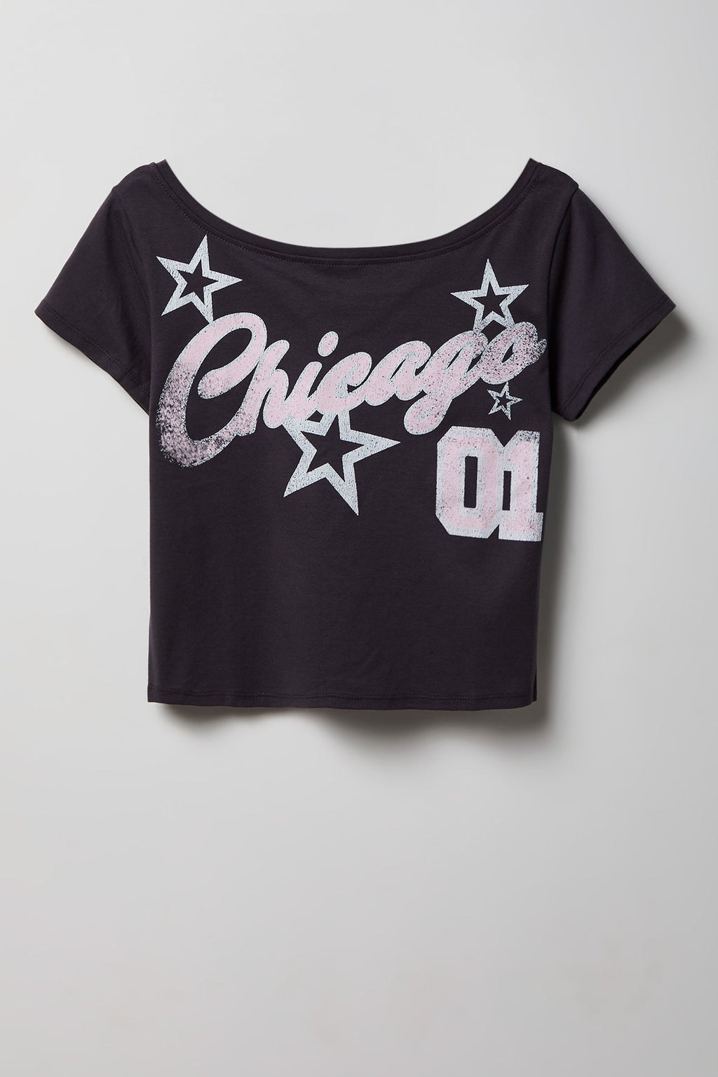 Off Shoulder Graphic T-Shirt