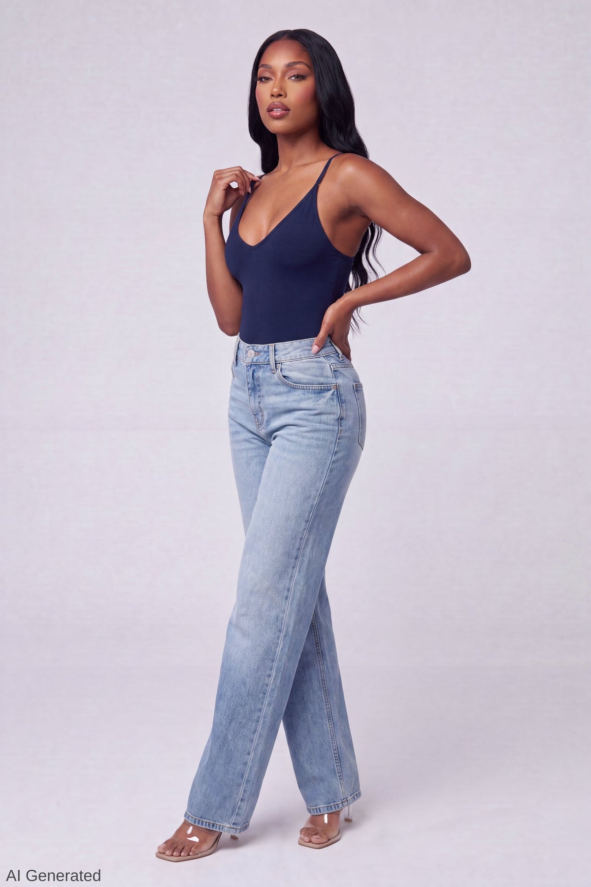 Luxe Heavy Contour Braless V-Neck Bodysuit