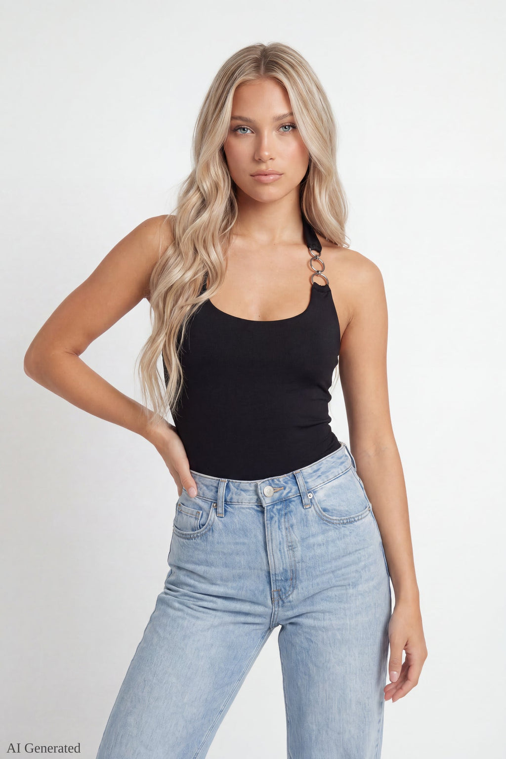 Luxe Heavy Contour O-Ring Halter Bodysuit