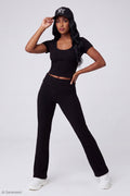 Soft Ribbed T-Shirt & Flare Pant Set