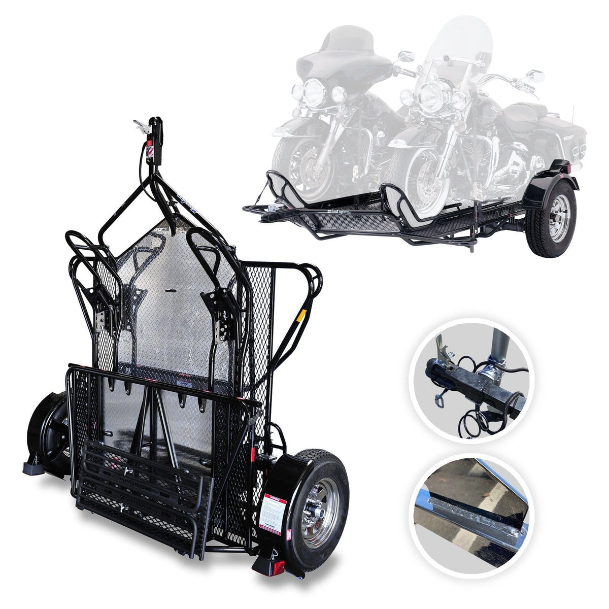 Go Series Ride-Up Folding Motorcycle Trailer - Dual Rail Steel Utility Trailer