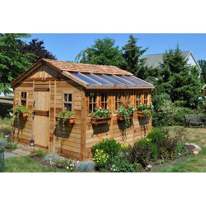 12 ft x 12 ft Cedar Outdoor Garden Shed - Sunshed Storage Building