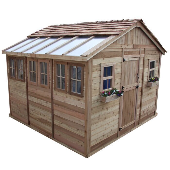 12 ft x 12 ft Cedar Outdoor Garden Shed - Sunshed Storage Building