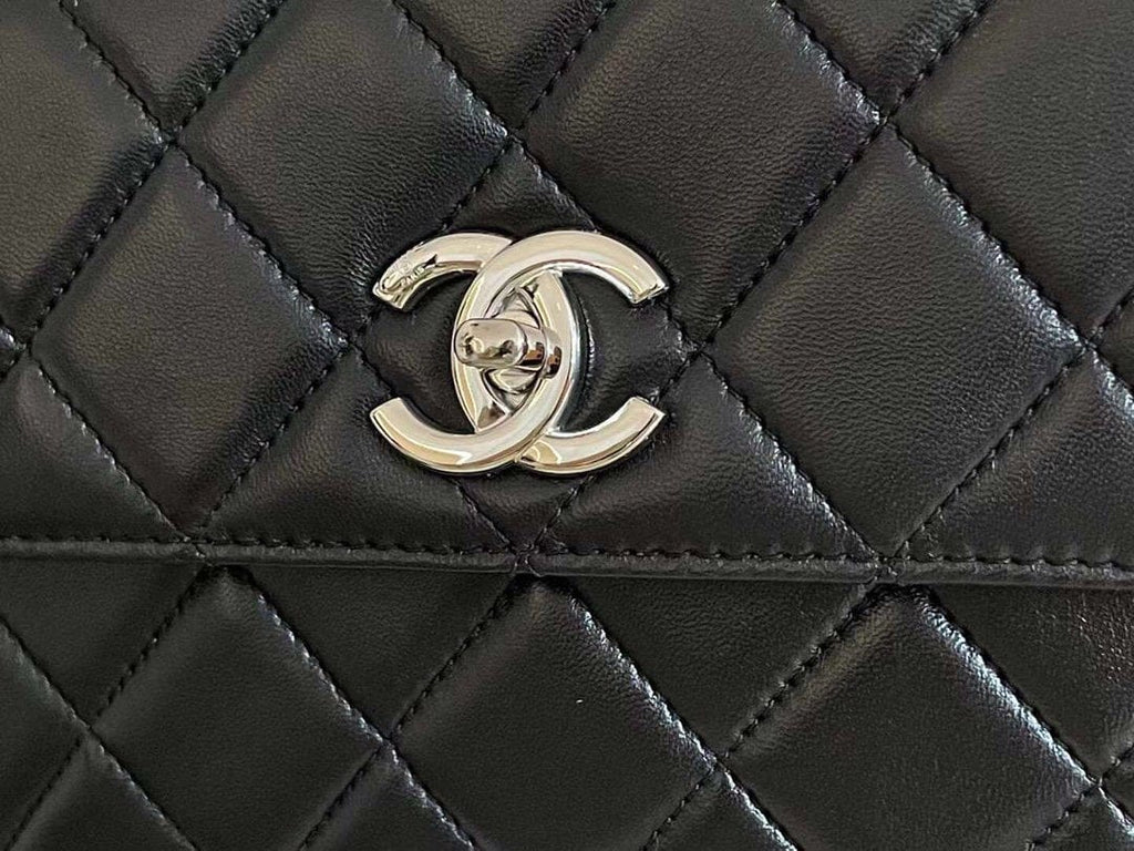 Chanel Classic Flap Bag Silver Hardware 25cm Black