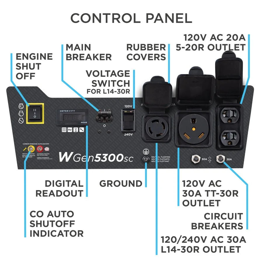 WGen5300sc Generator with CO Sensors