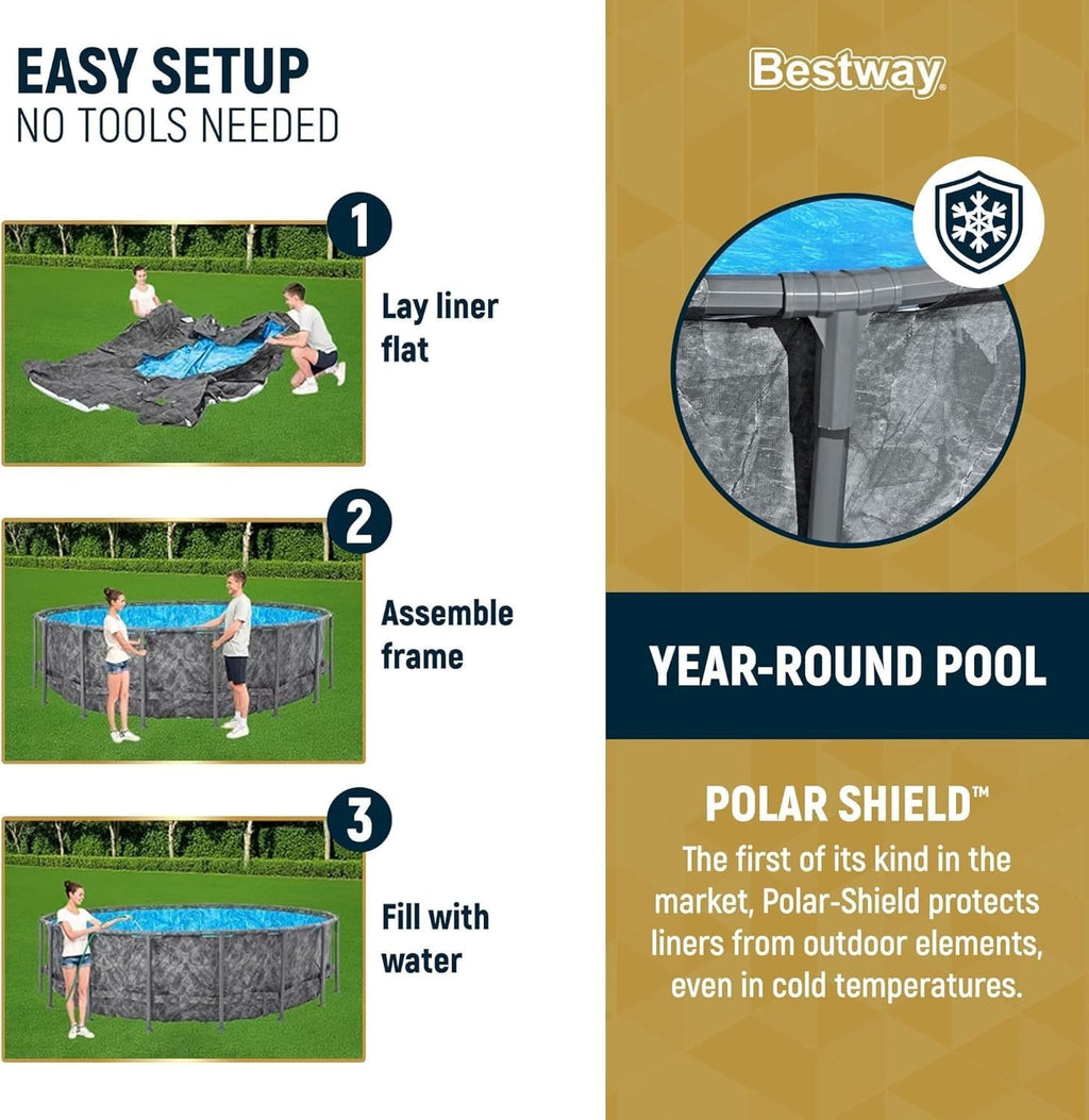 Bestway APX 365 18 ft x 52 in Round Above Ground Swimming Pool Set with Pump & Ladder