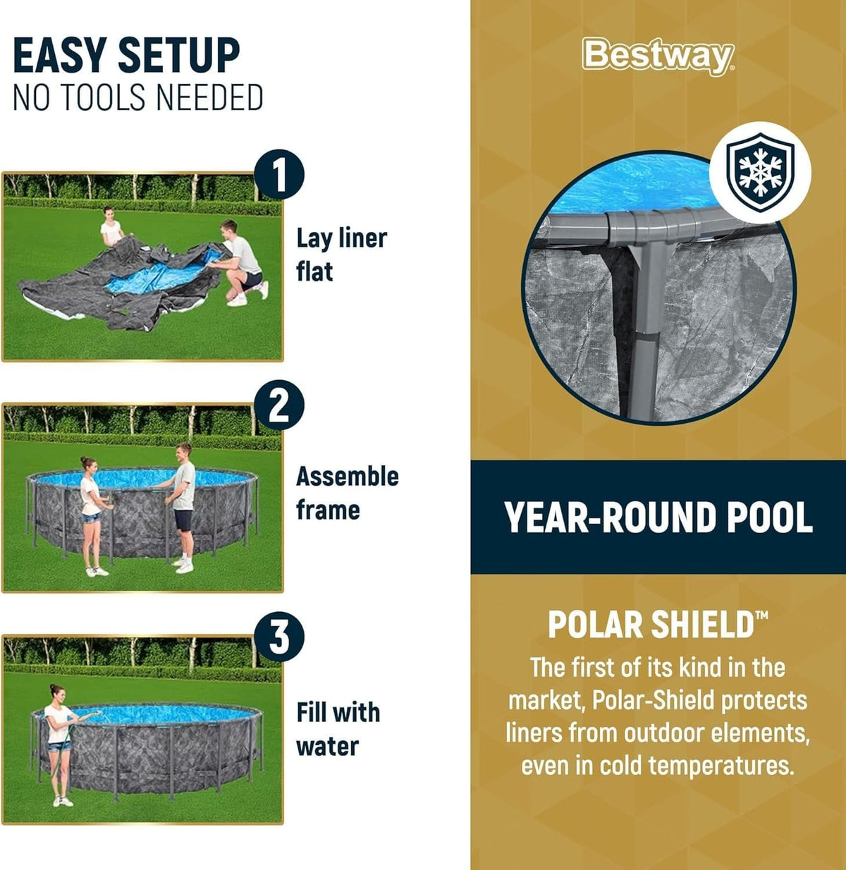 Bestway APX 365 18 ft x 52 in Round Above Ground Swimming Pool Set with Pump & Ladder