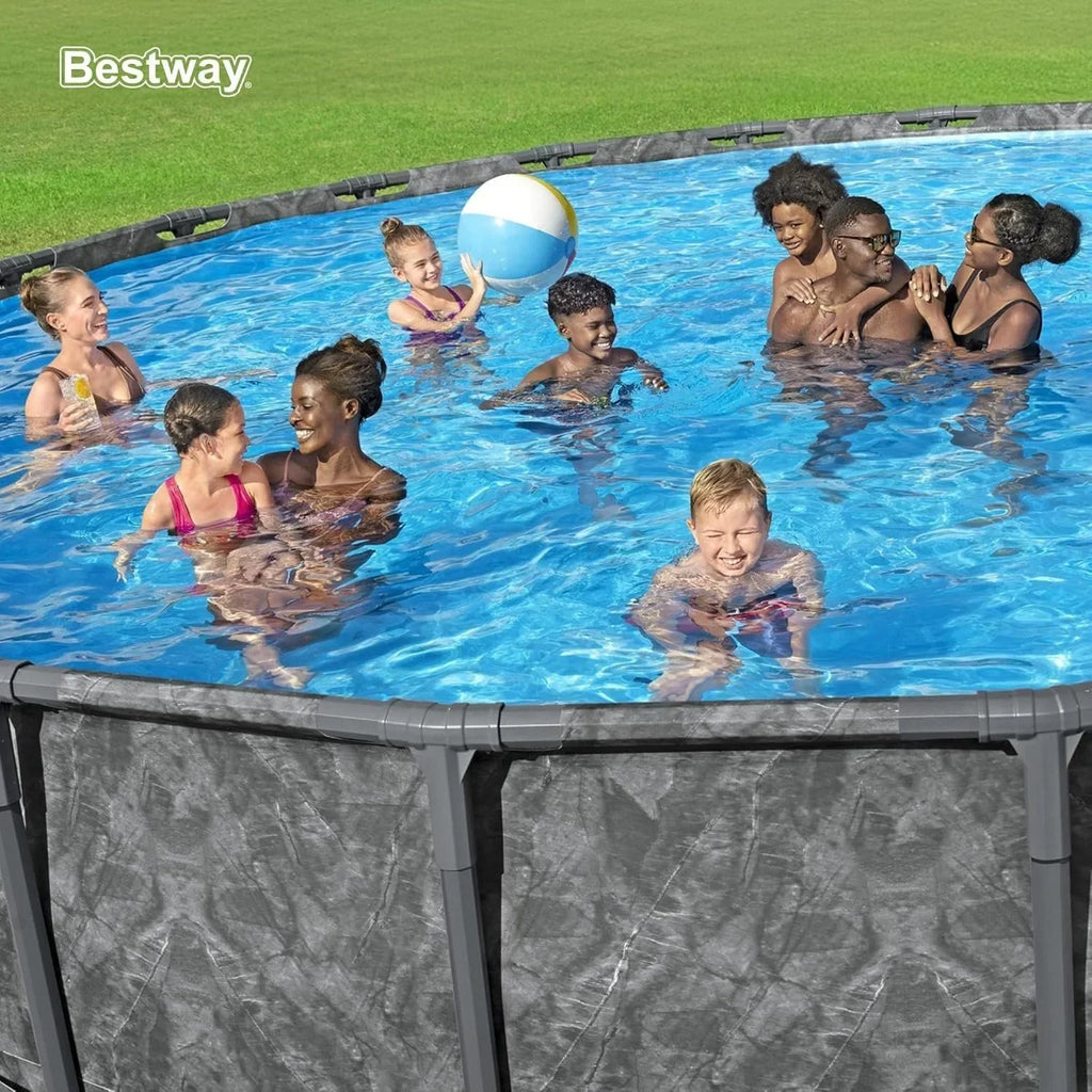 Bestway APX 365 18 ft x 52 in Round Above Ground Swimming Pool Set with Pump & Ladder