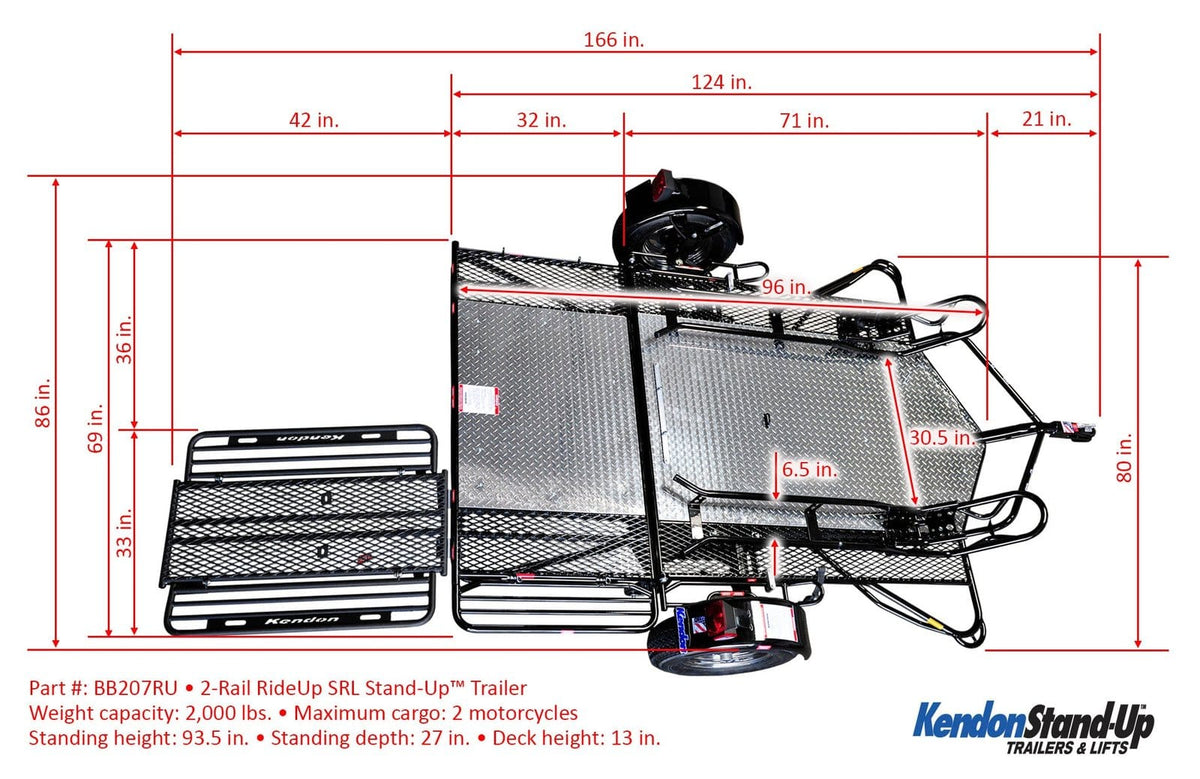 Go Series Ride-Up Folding Motorcycle Trailer - Dual Rail Steel Utility Trailer