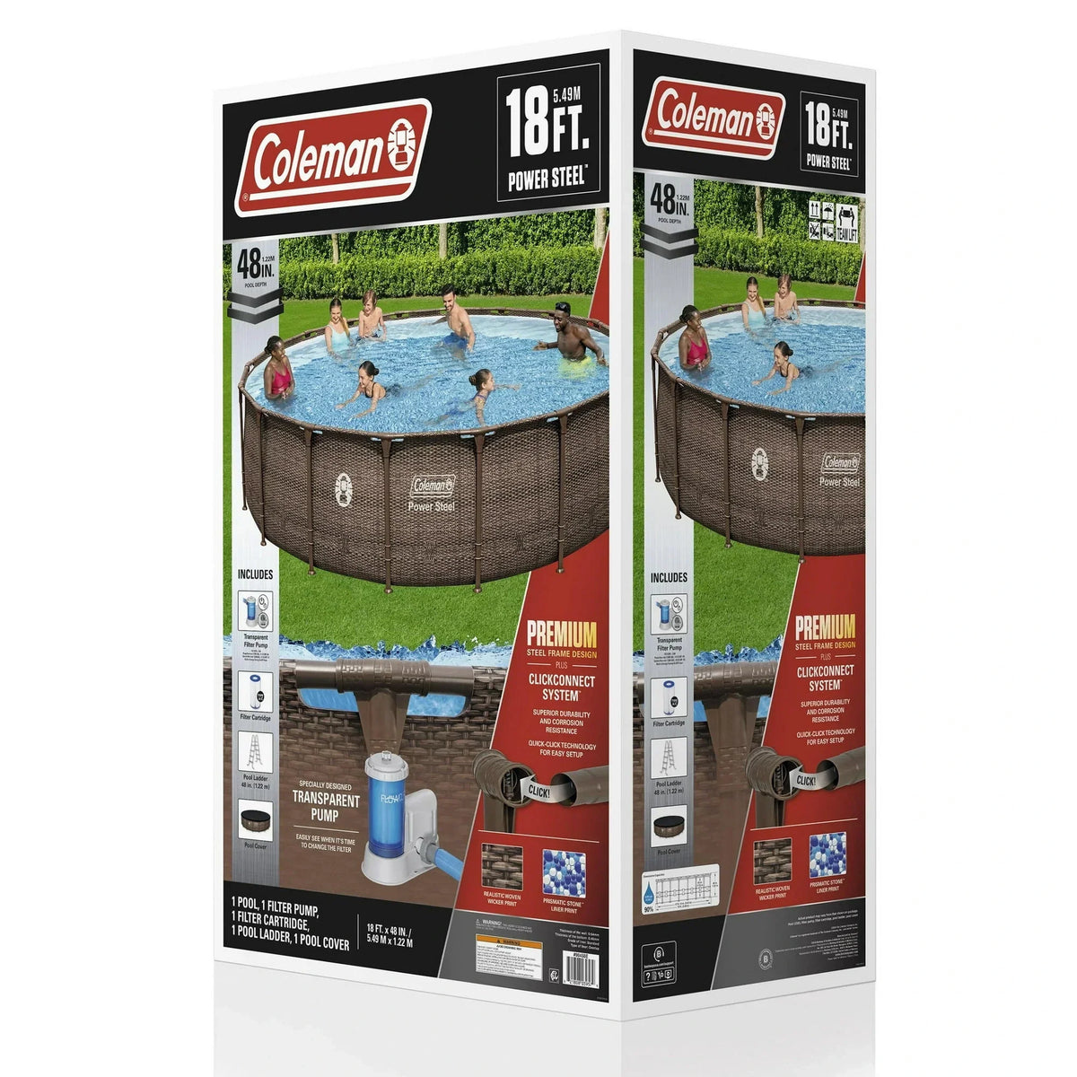 Coleman Power Steel 18 ft. x 48 in. Round Metal Frame Above Ground Pool Set