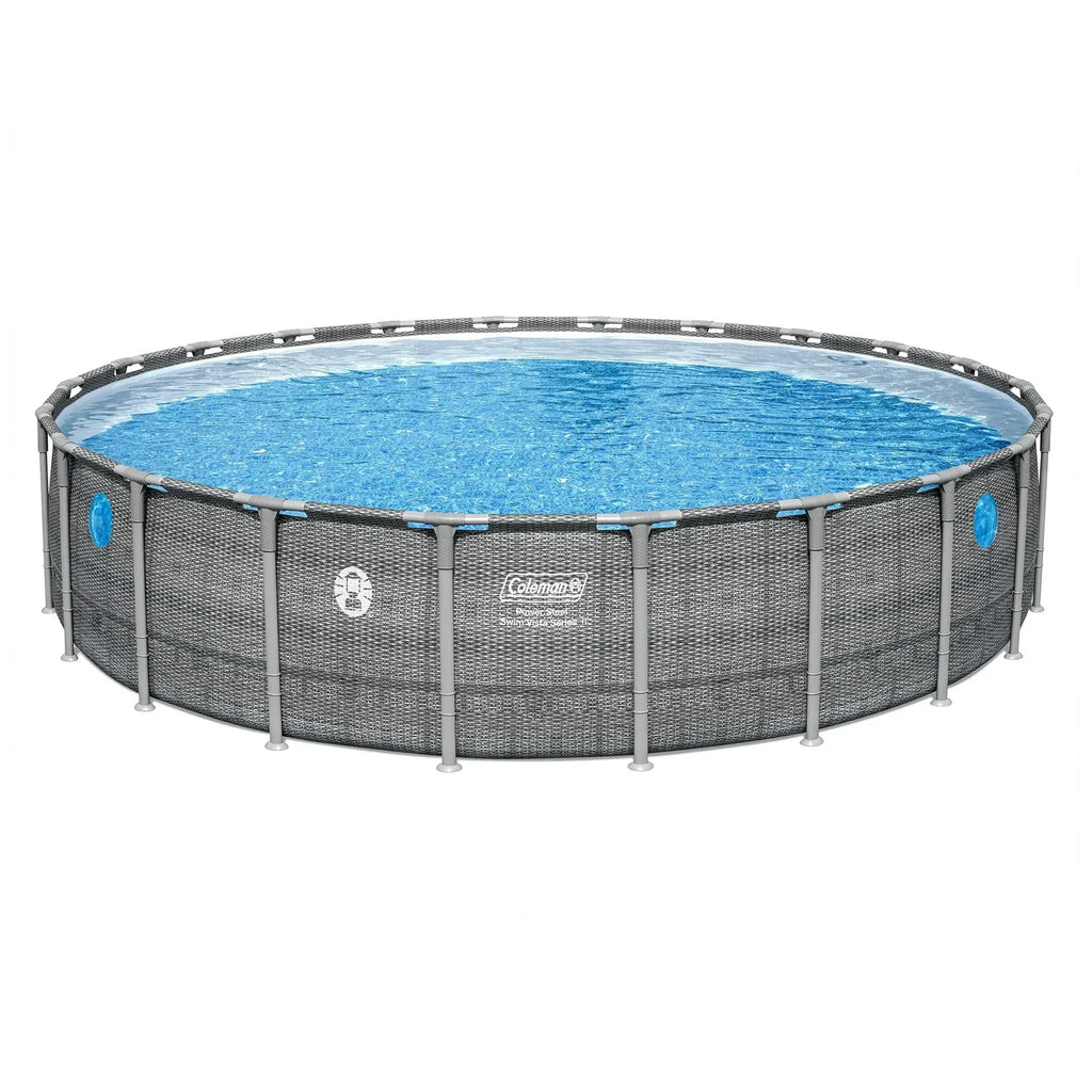 Coleman Power Steel 22 ft x 52" Metal Frame Above Ground Pool w/ Pump, Ladder, & Cover, Gray