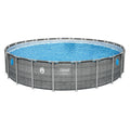 Coleman Power Steel 22 ft x 52" Metal Frame Above Ground Pool w/ Pump, Ladder, & Cover, Gray