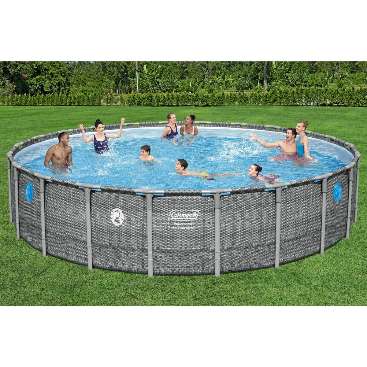 Coleman Power Steel 22 ft x 52" Metal Frame Above Ground Pool w/ Pump, Ladder, & Cover, Gray