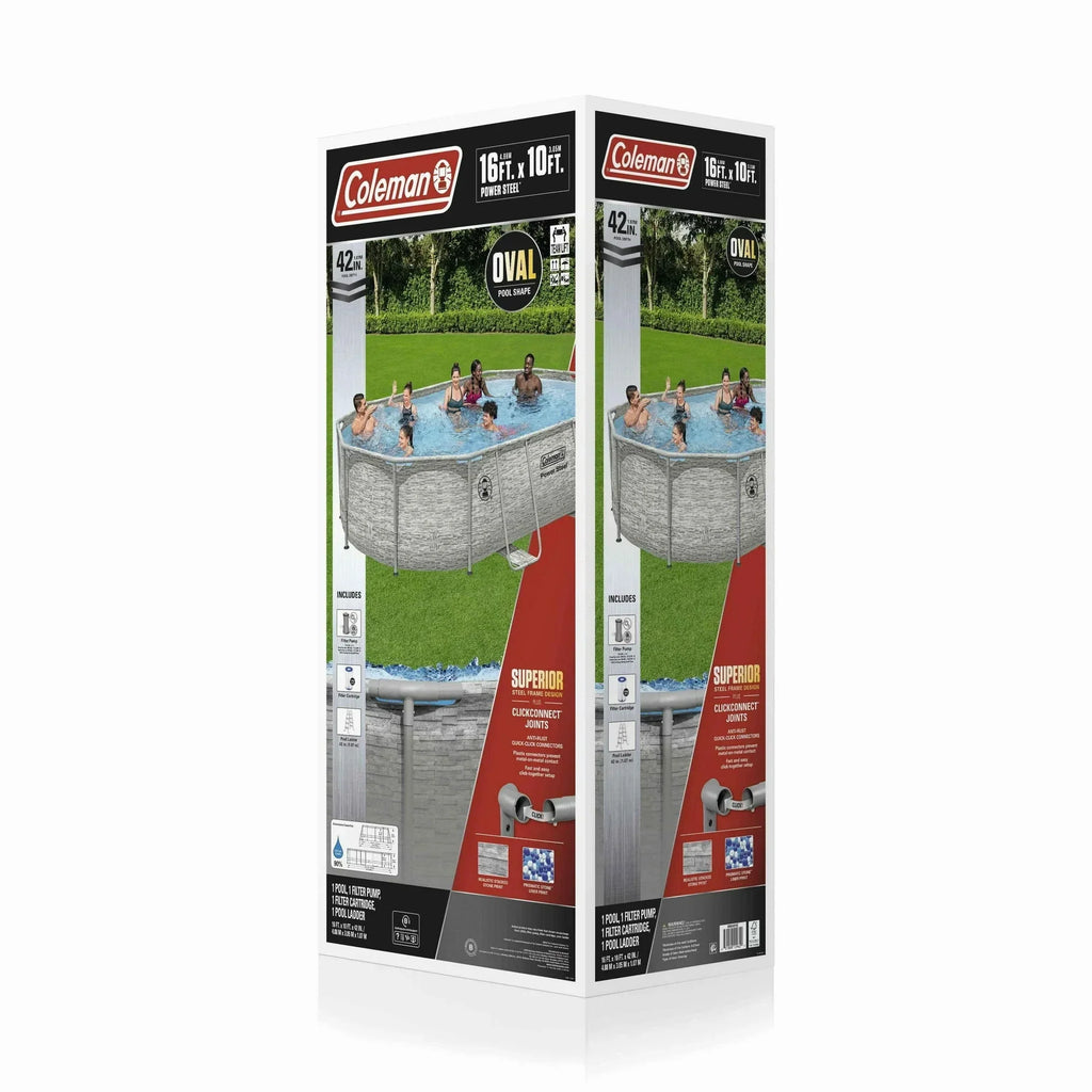 Coleman Power Steel 16 ft x 10 ft x 42 in Oval Above Ground Pool Set