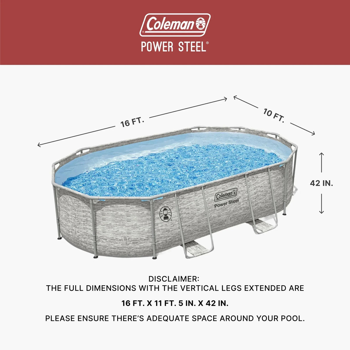 Coleman Power Steel 16 ft x 10 ft x 42 in Oval Above Ground Pool Set