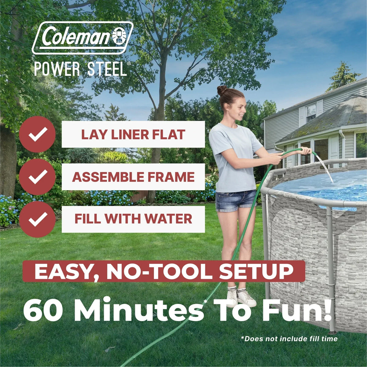 Coleman Power Steel 16 ft x 10 ft x 42 in Oval Above Ground Pool Set