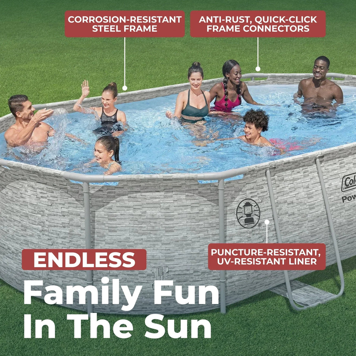 Coleman Power Steel 16 ft x 10 ft x 42 in Oval Above Ground Pool Set