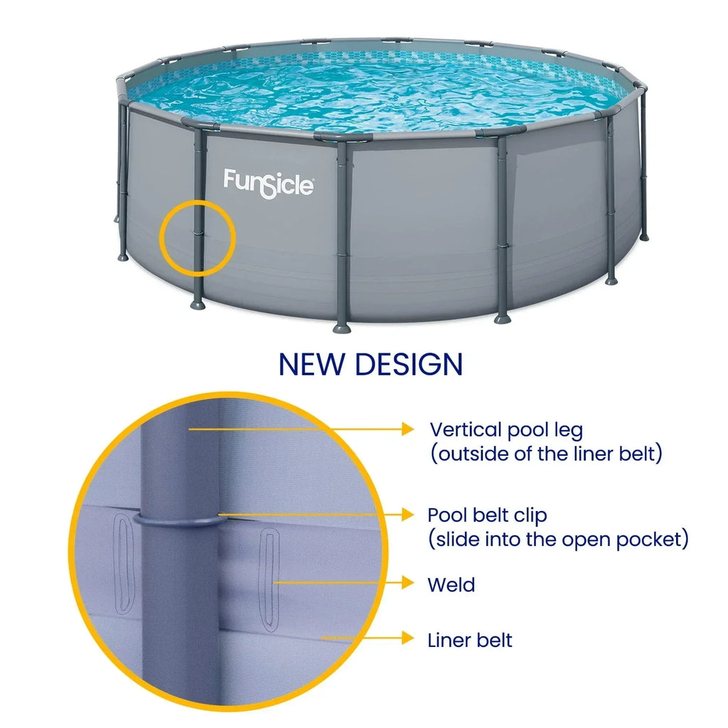 Funsicle Oasis Above Ground Metal Frame Swimming Pool Set - with FB1200S AutoSkimmer Pump, Ladder, Cover, Cloth & Deluxe Maint. Kit, 14 ft x 48 in