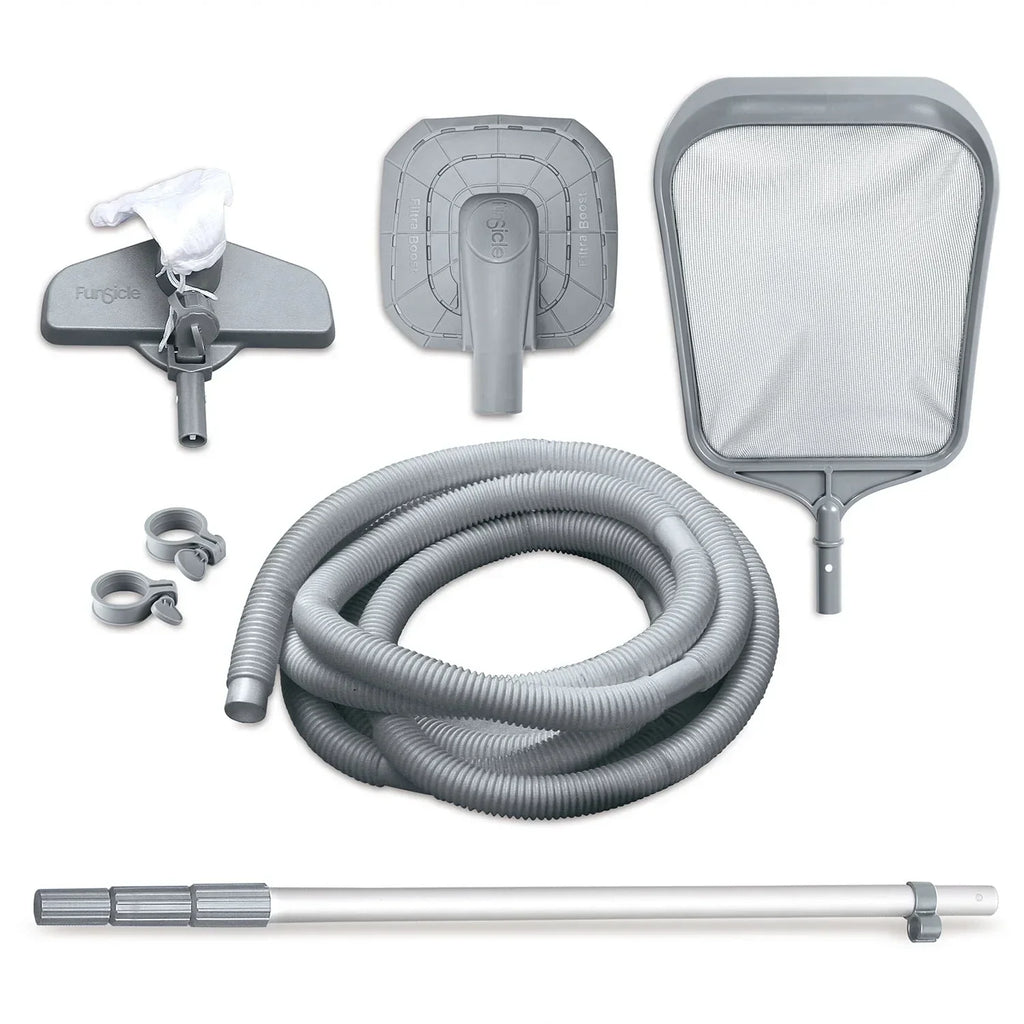 Funsicle Oasis Above Ground Metal Frame Swimming Pool Set - with FB1200S AutoSkimmer Pump, Ladder, Cover, Cloth & Deluxe Maint. Kit, 14 ft x 48 in