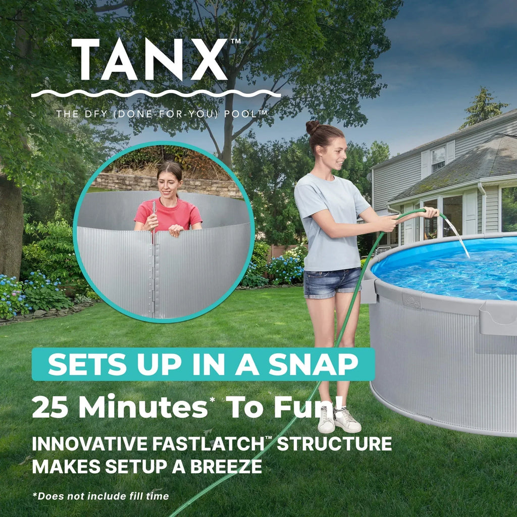 Bestway Tanx 6 ft x 24 in Round Above Ground Stock Tank Metal-Walled Above Ground Pool, All-in-One Set