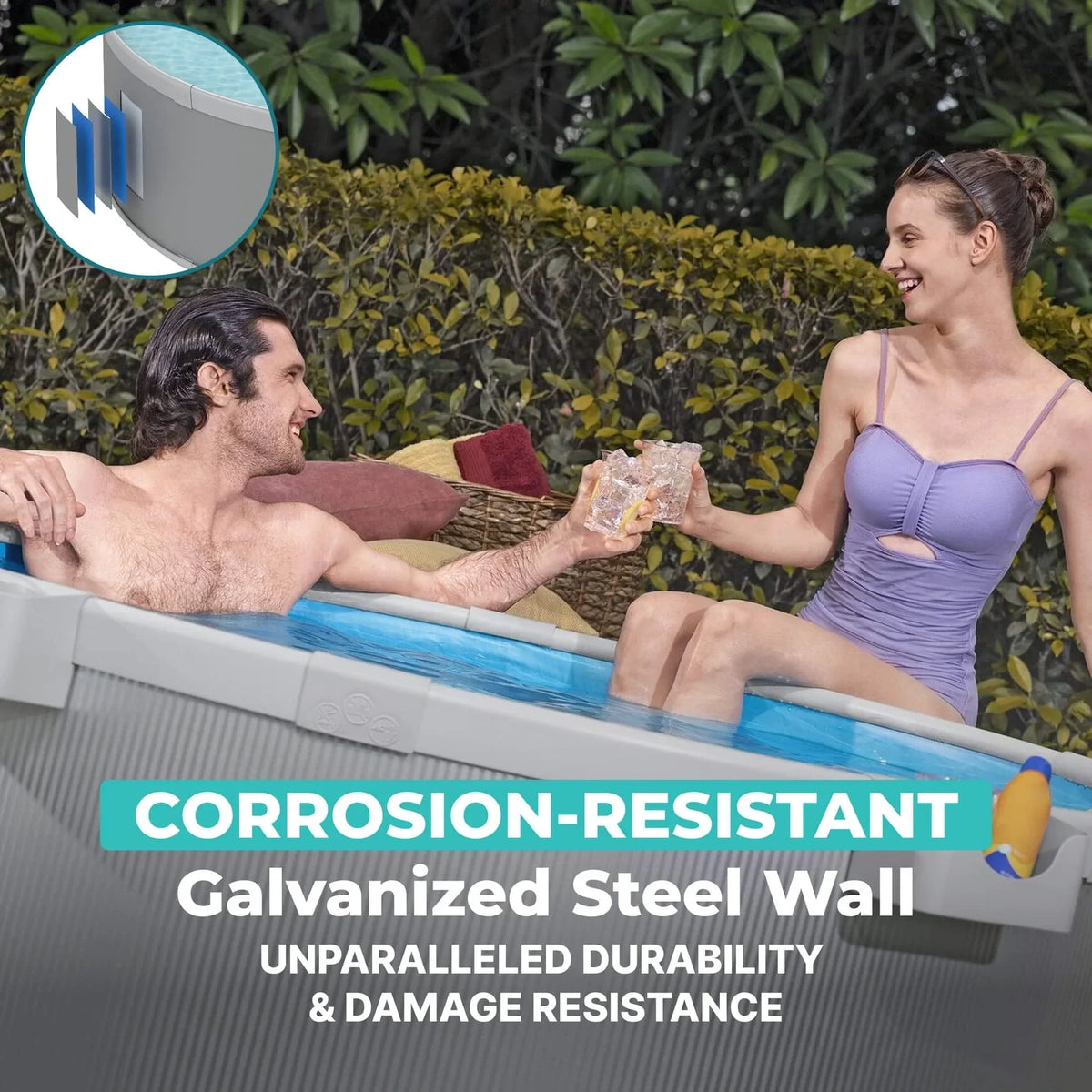 Bestway Tanx 6 ft x 24 in Round Above Ground Stock Tank Metal-Walled Above Ground Pool, All-in-One Set
