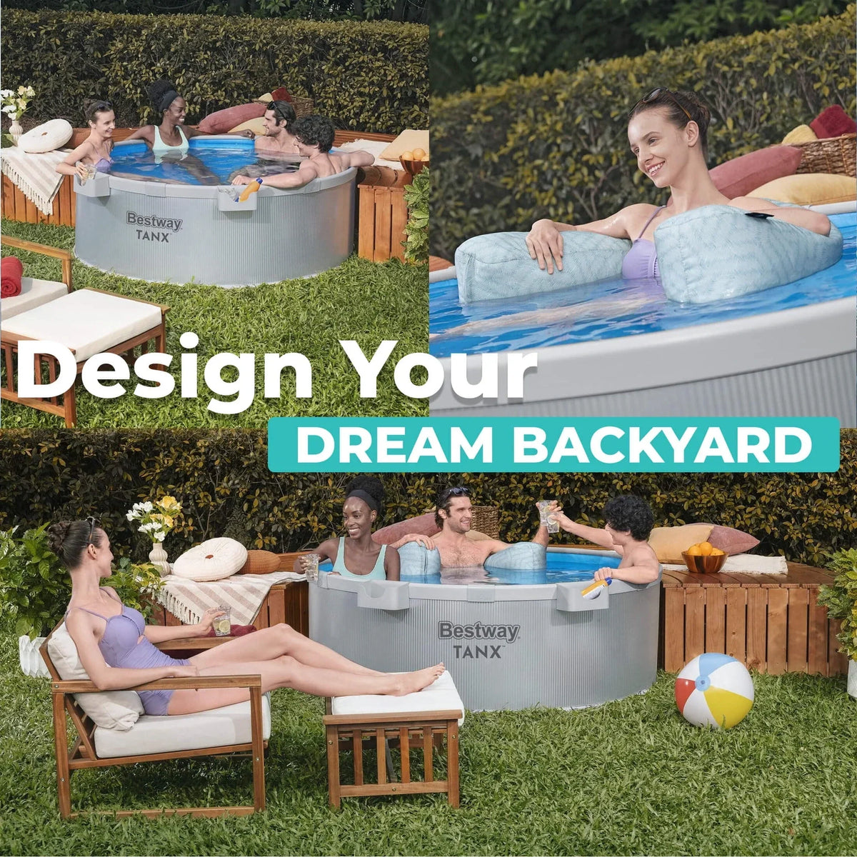 Bestway Tanx 6 ft x 24 in Round Above Ground Stock Tank Metal-Walled Above Ground Pool, All-in-One Set