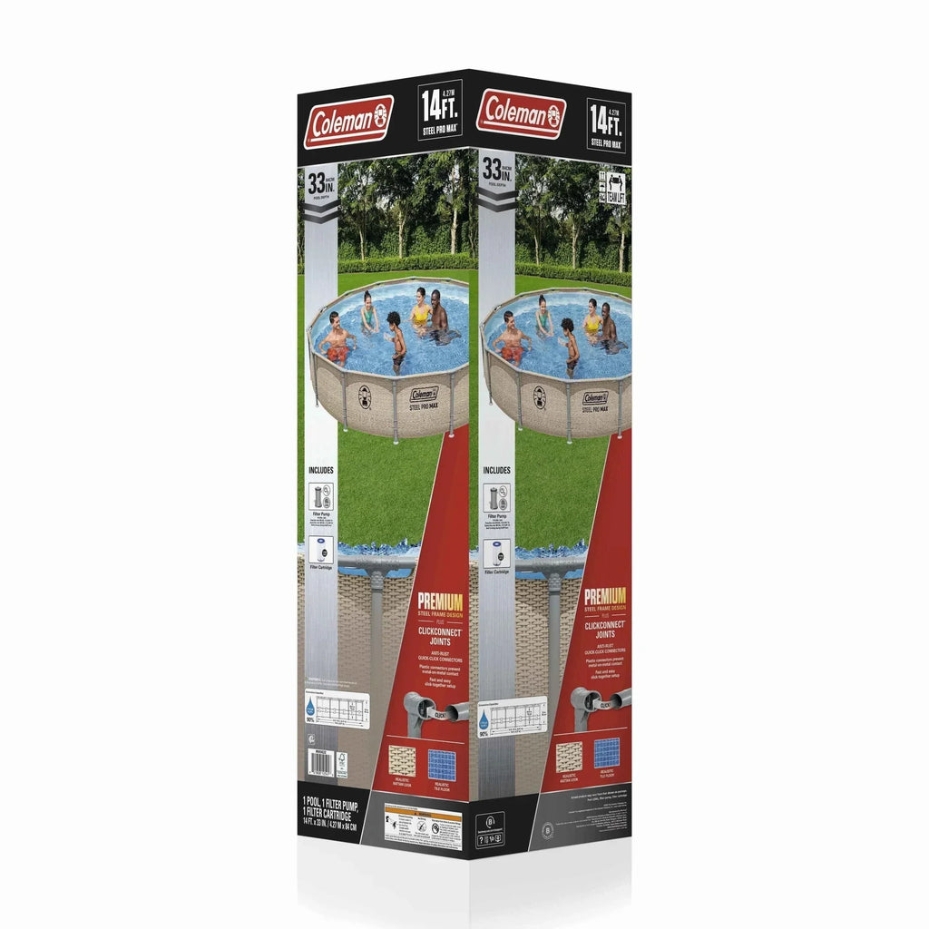 Coleman Steel Pro Max 14 ft x 33 in Round Metal Frame Above Ground Pool Set