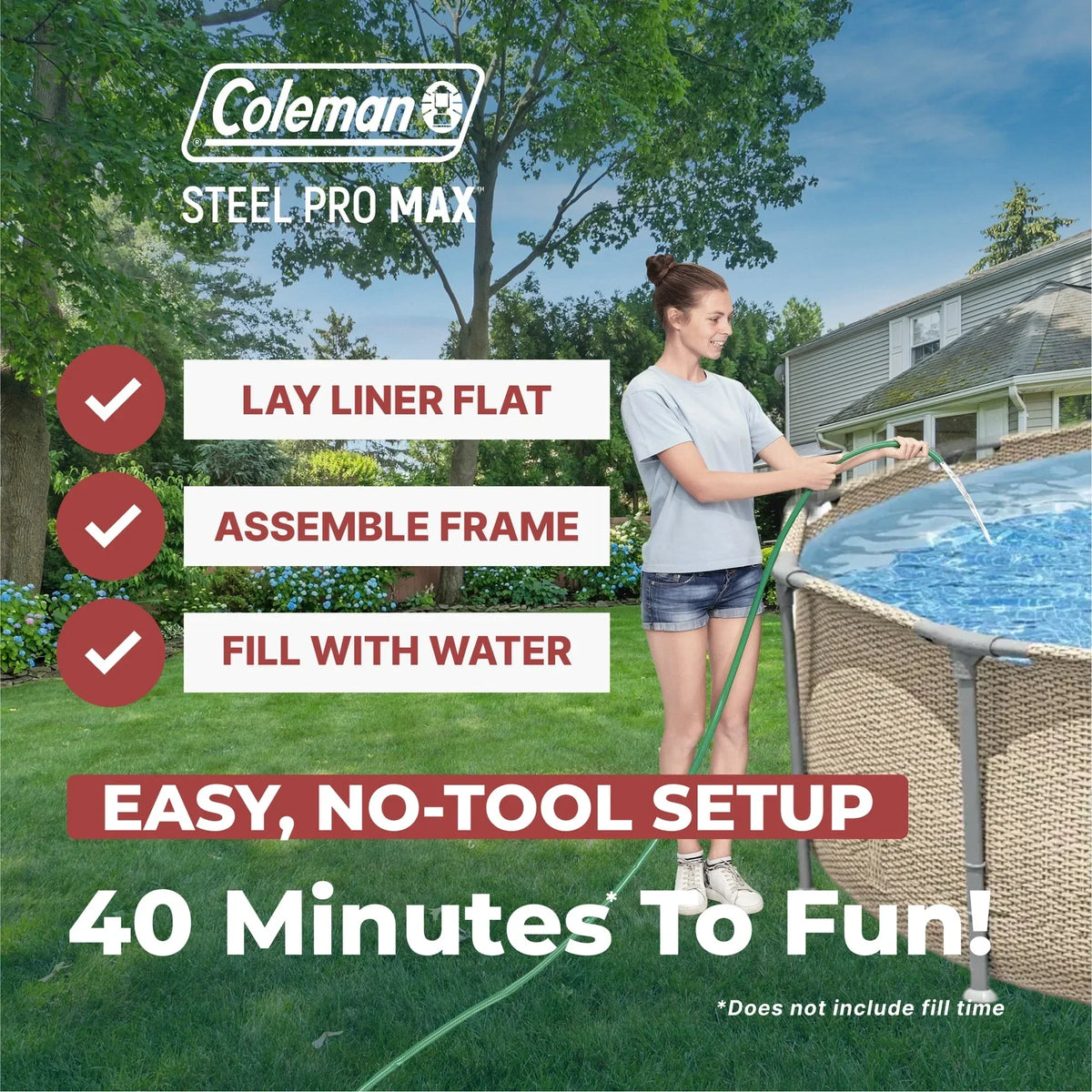 Coleman Steel Pro Max 14 ft x 33 in Round Metal Frame Above Ground Pool Set