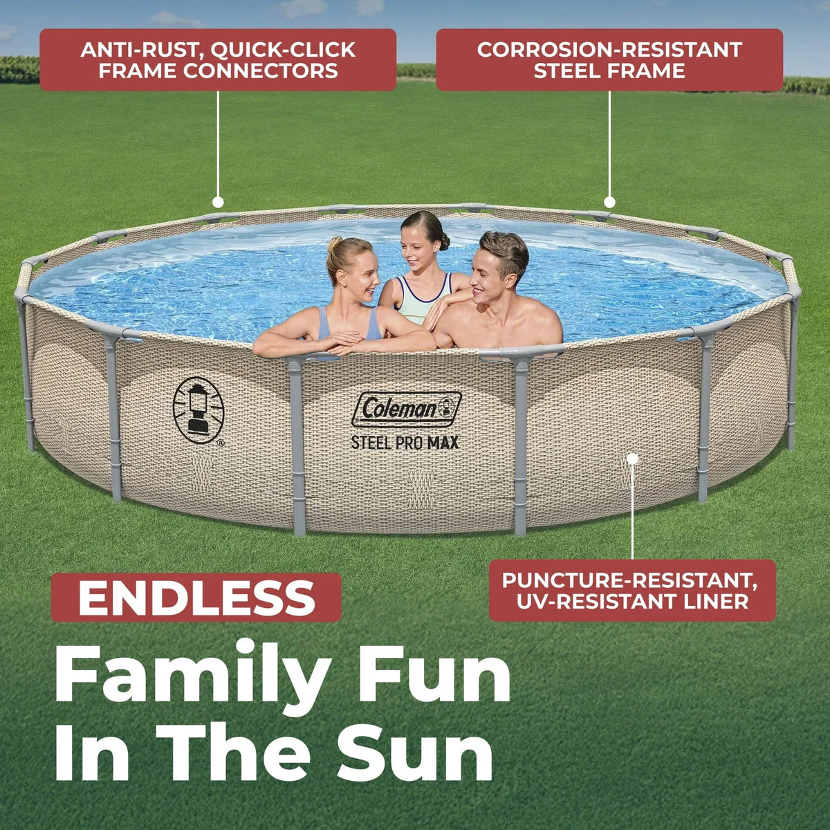 Coleman Steel Pro Max 14 ft x 33 in Round Metal Frame Above Ground Pool Set