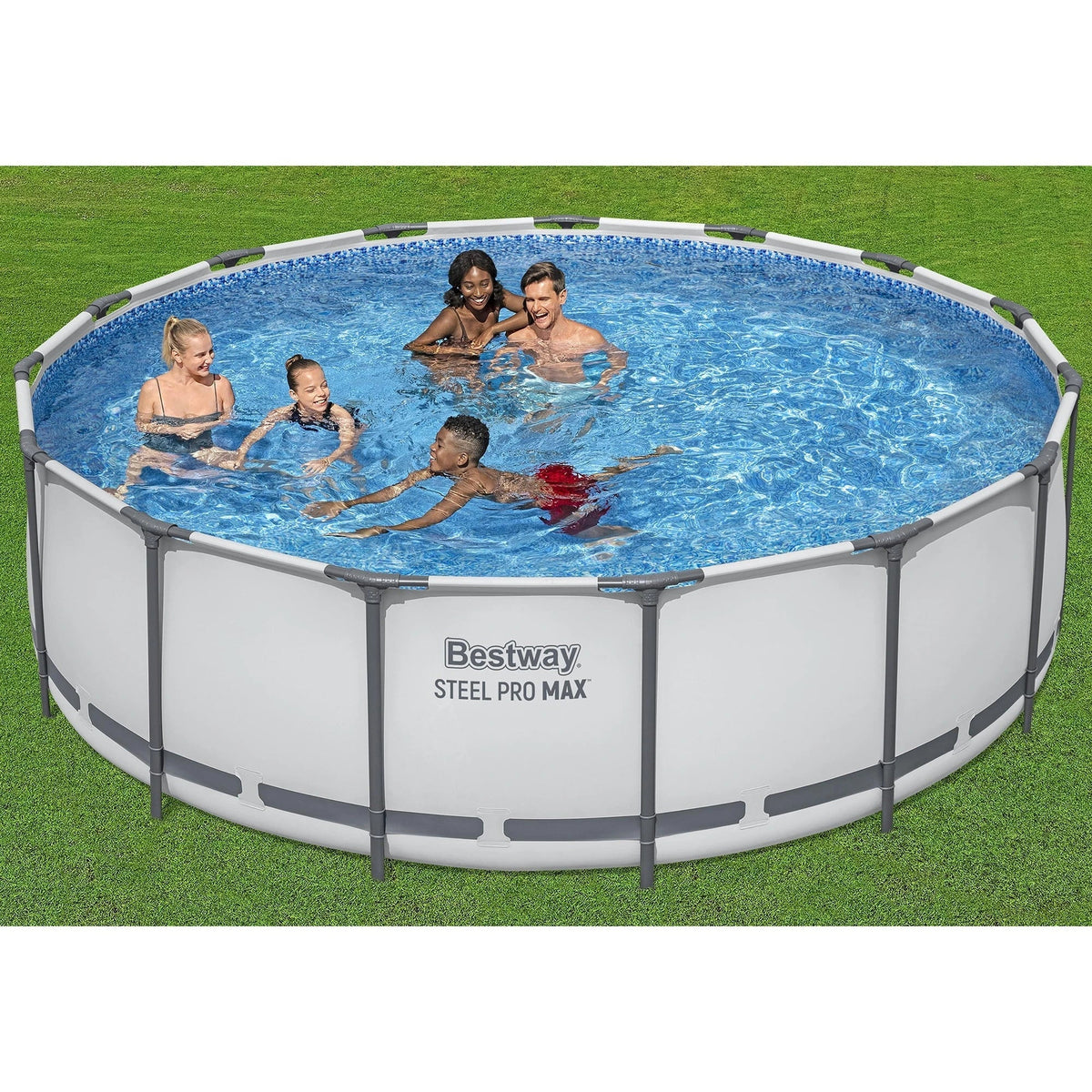 Bestway Steel Pro MAX 15 ft x 48 in Prismatic Stone Pool Set| Durable Construction, Easy Assembly, and All-Inclusive Accessories - above ground pool