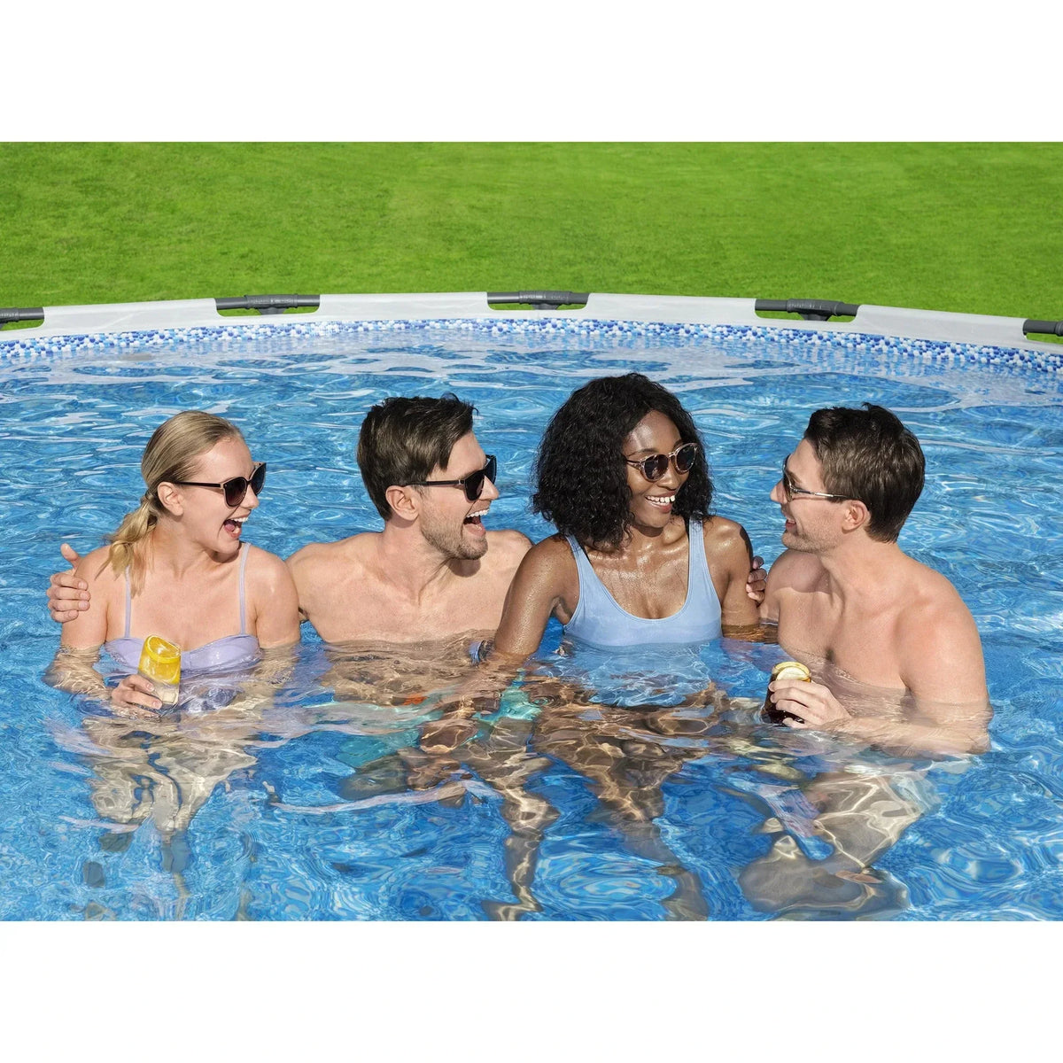 Bestway Steel Pro MAX 15 ft x 48 in Prismatic Stone Pool Set| Durable Construction, Easy Assembly, and All-Inclusive Accessories - above ground pool