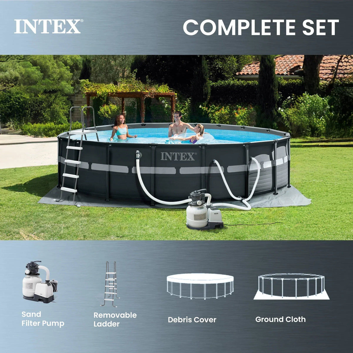 Intex Ultra XTR 18 ft x 52 in Round Above Ground Pool Set, Sand Filter Pump