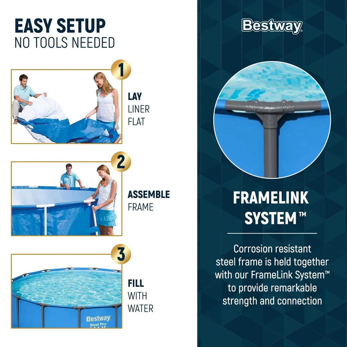Bestway Steel Pro MAX 15 ft x 48 in Round Above Ground Swimming Pool & Pool Ladder