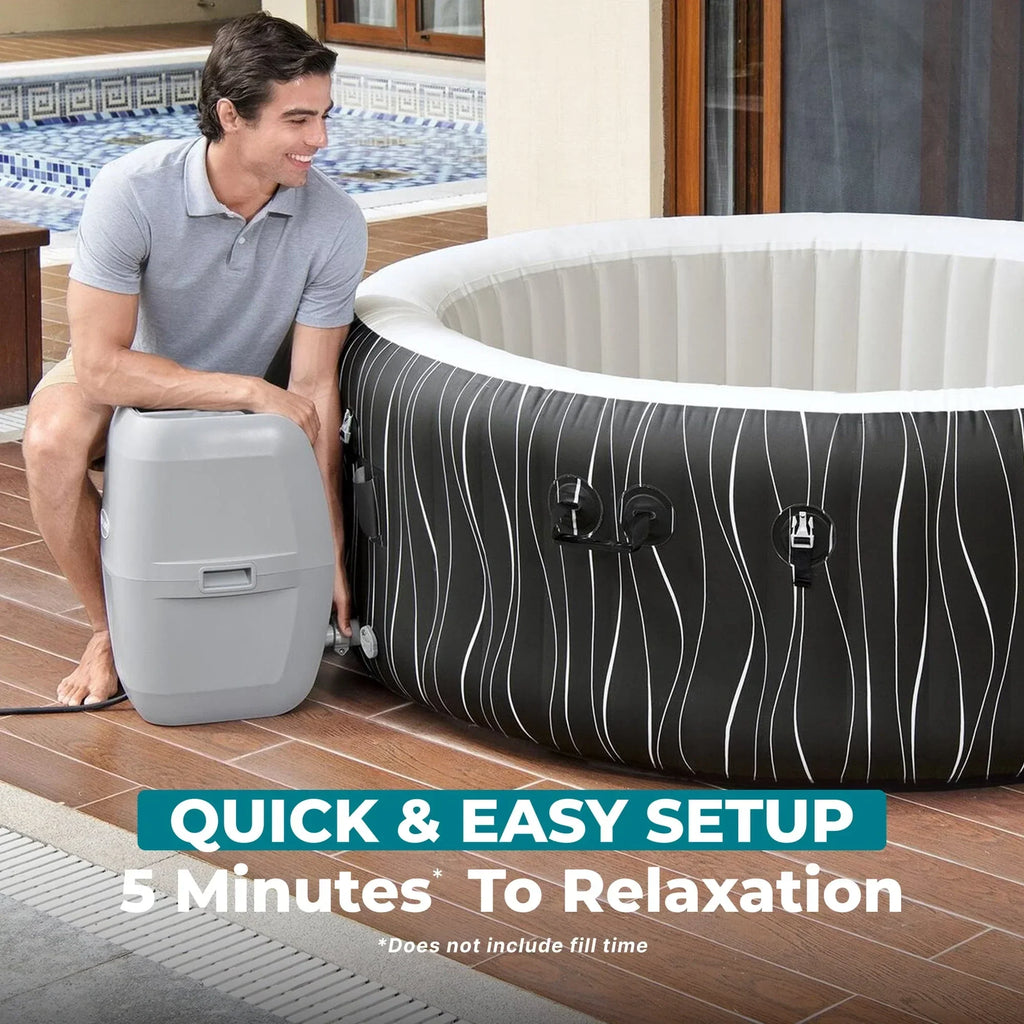Bestway SaluSpa Hollywood Luxe 4-6 Person Inflatable Hot Tub, Round Energy-Efficient Spa, 77 in x 26 in