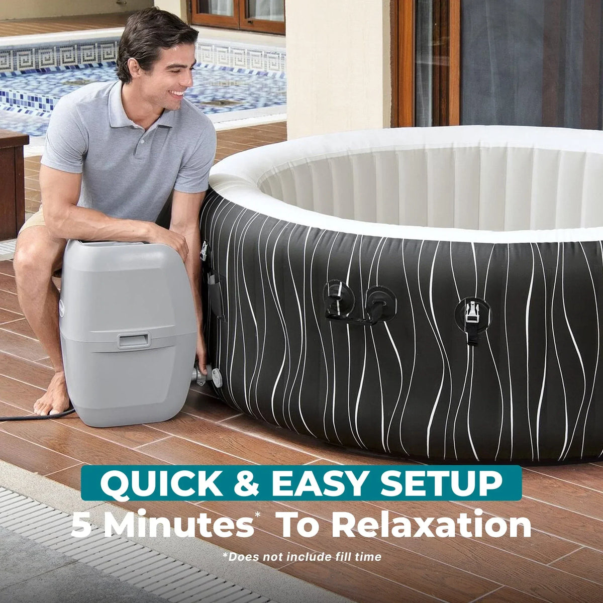 Bestway SaluSpa Hollywood Luxe 4-6 Person Inflatable Hot Tub, Round Energy-Efficient Spa, 77 in x 26 in