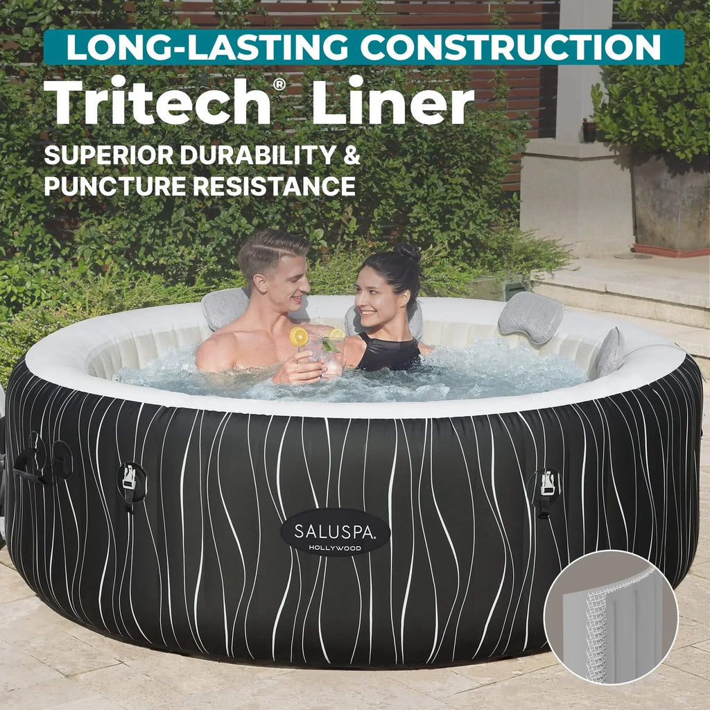 Bestway SaluSpa Hollywood Luxe 4-6 Person Inflatable Hot Tub, Round Energy-Efficient Spa, 77 in x 26 in