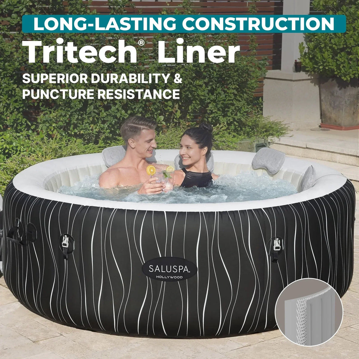 Bestway SaluSpa Hollywood Luxe 4-6 Person Inflatable Hot Tub, Round Energy-Efficient Spa, 77 in x 26 in