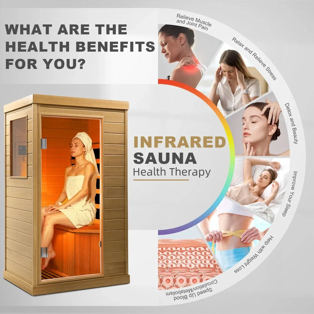 HomeMiYN Far Infrared Wood Sauna Box,traditional Sauna Room Indoor Home Spa Low-emf Dry Saunas Single Person Spa Canada Hemlock,nature