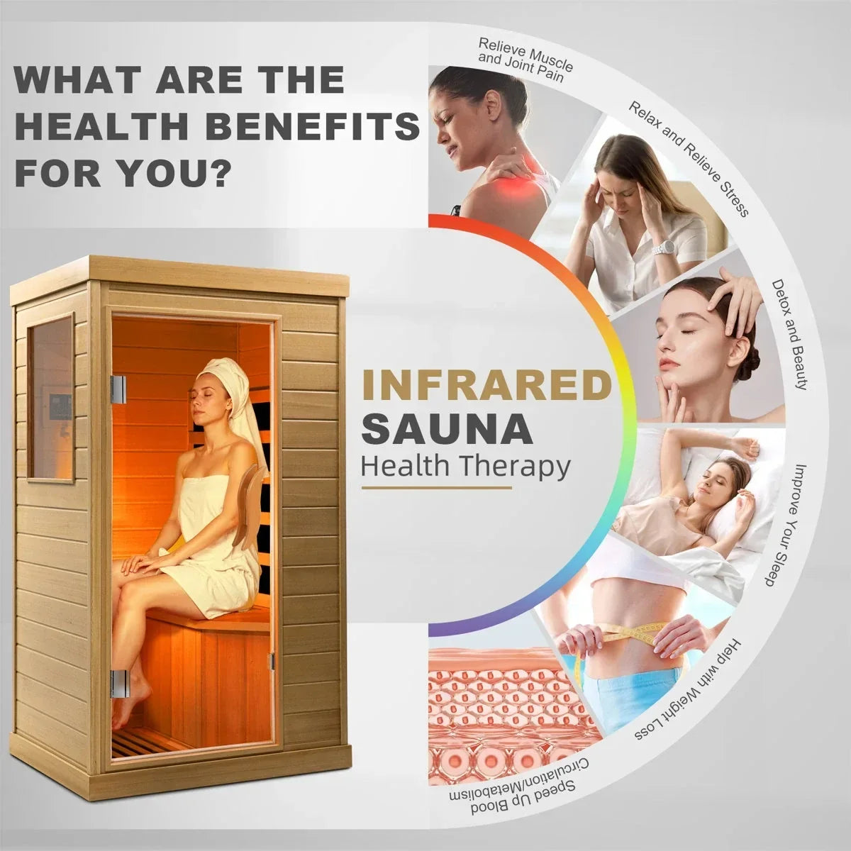 HomeMiYN Far Infrared Wood Sauna Box,traditional Sauna Room Indoor Home Spa Low-emf Dry Saunas Single Person Spa Canada Hemlock,nature
