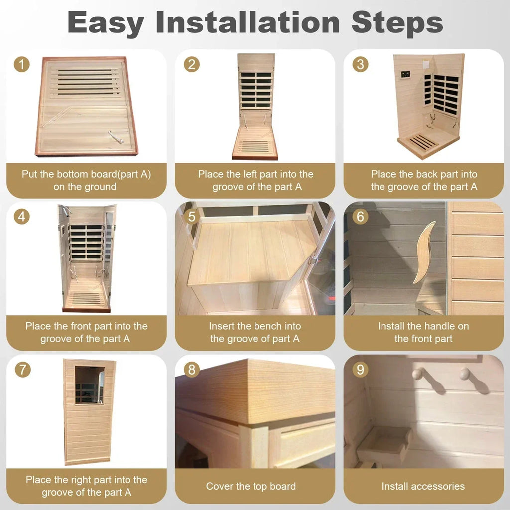 HomeMiYN Far Infrared Wood Sauna Box,traditional Sauna Room Indoor Home Spa Low-emf Dry Saunas Single Person Spa Canada Hemlock,nature