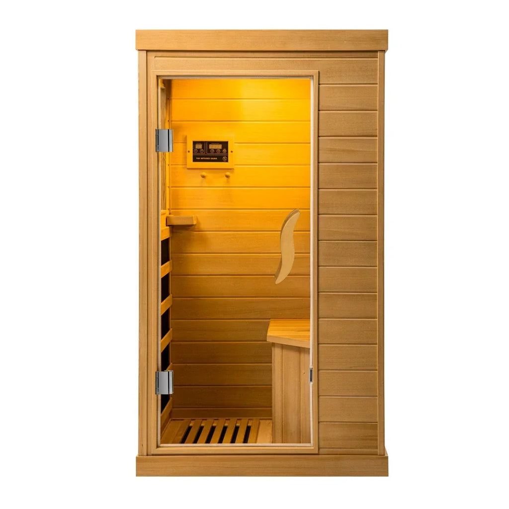 HomeMiYN Far Infrared Wood Sauna Box,traditional Sauna Room Indoor Home Spa Low-emf Dry Saunas Single Person Spa Canada Hemlock,nature
