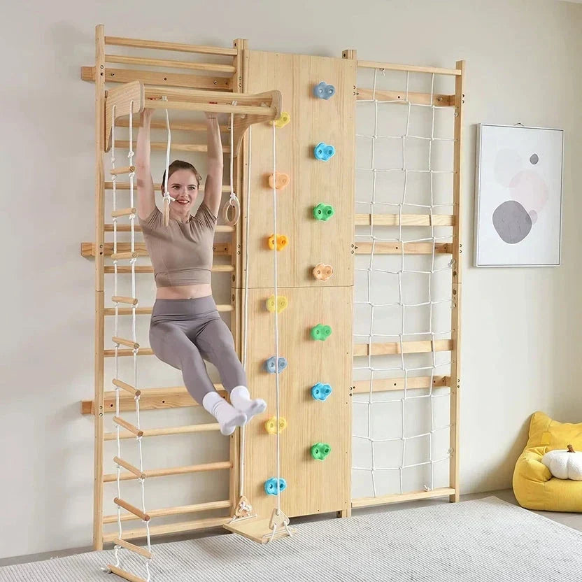 Avenlur Walnut | Swedish Ladder Jungle Gym Wall Mounted