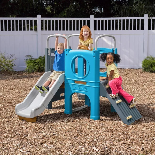 Step2 Scout & Slide Climber, Kids Outdoor Playset, Backyard Playground Set, Slide, Climbing Wall, Tunnel, Outside Vintage Style Jungle Gym, for