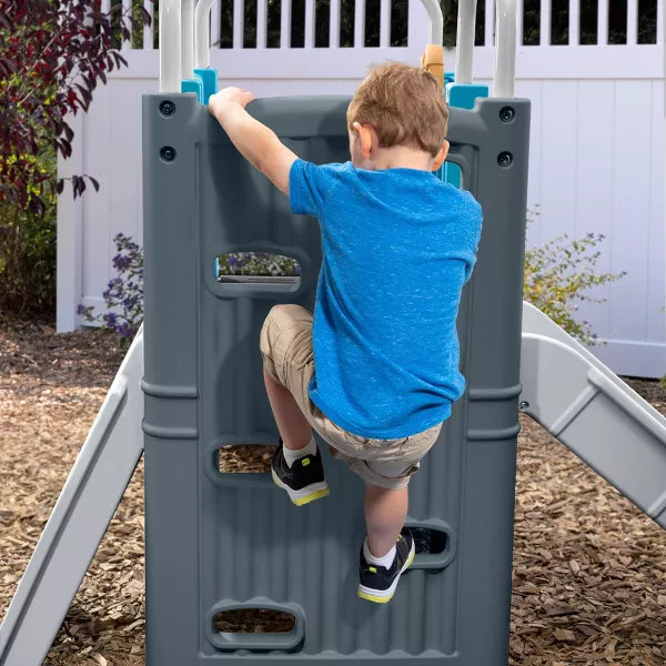 Step2 Scout & Slide Climber, Kids Outdoor Playset, Backyard Playground Set, Slide, Climbing Wall, Tunnel, Outside Vintage Style Jungle Gym, for