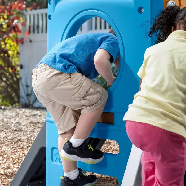 Step2 Scout & Slide Climber, Kids Outdoor Playset, Backyard Playground Set, Slide, Climbing Wall, Tunnel, Outside Vintage Style Jungle Gym, for