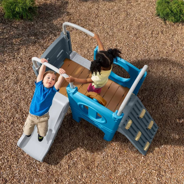 Step2 Scout & Slide Climber, Kids Outdoor Playset, Backyard Playground Set, Slide, Climbing Wall, Tunnel, Outside Vintage Style Jungle Gym, for