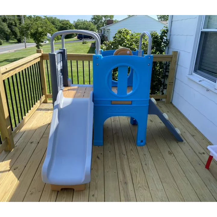 Step2 Scout & Slide Climber, Kids Outdoor Playset, Backyard Playground Set, Slide, Climbing Wall, Tunnel, Outside Vintage Style Jungle Gym, for
