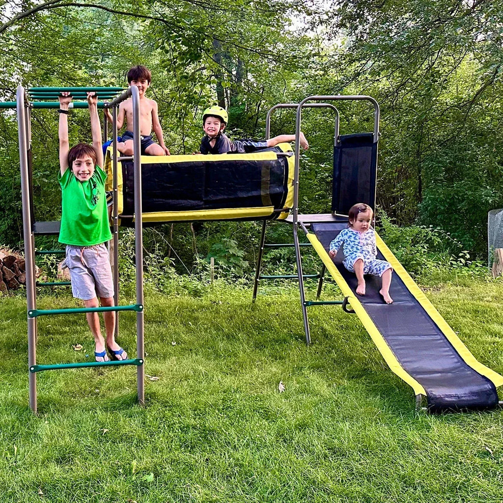 Klo Kick 6-in-1 Swing Set with Slide,Crawl Tunnel and Monkey Bars for Backyard, Playground for Kids Aged 3-12